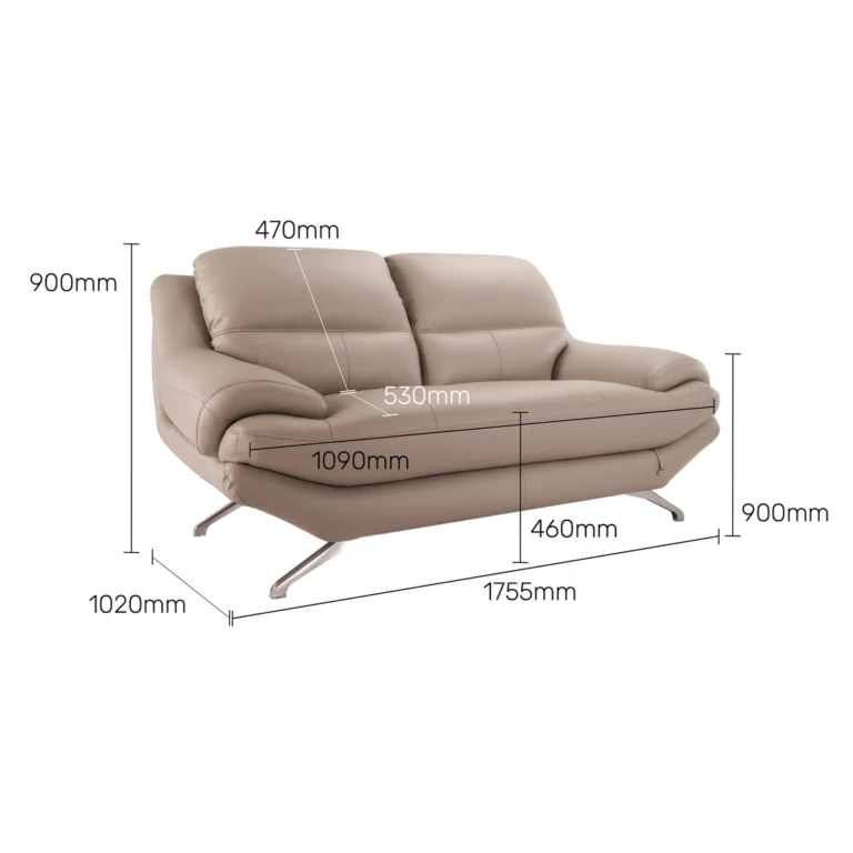 Clarkson Leatherette 2 Seater Sofa in Oyster Grey