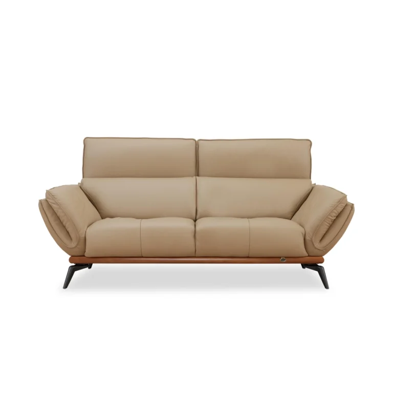 Campbell Leather | 2 Seater Sofa in Dark Khaki