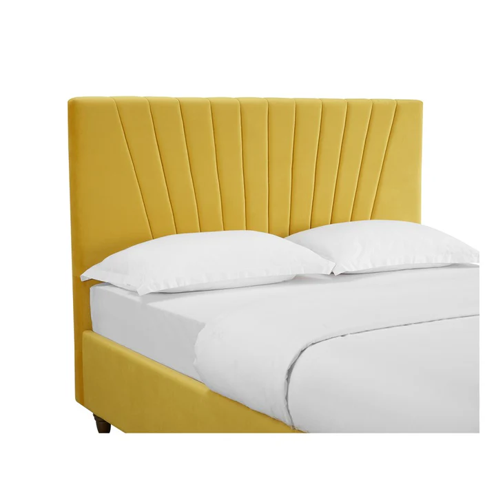 Lexie Double Bed in Mustard Yellow Velvet without storage