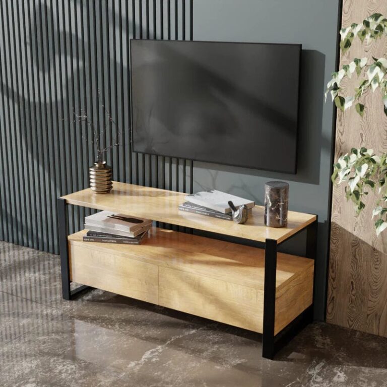 Marin TV Unit with Drawers in Small Size in Wooden Texture