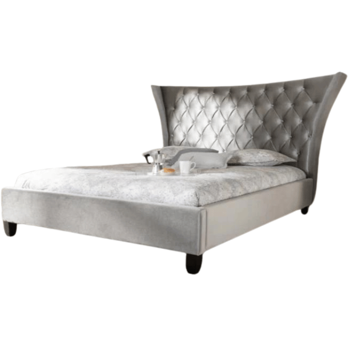 Sky Grey Upholstered Bed without Storage