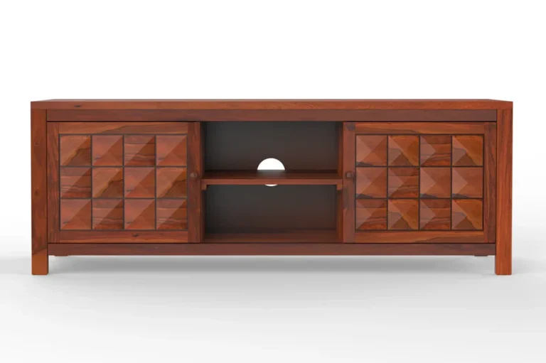 Pluto Sheesham Wood TV Unit In Reddish Rosewood