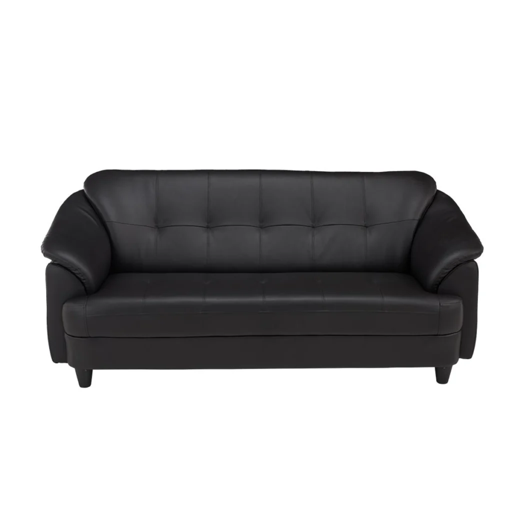 Fiona Leatherette | 3 Seater Sofa in Eerie Black