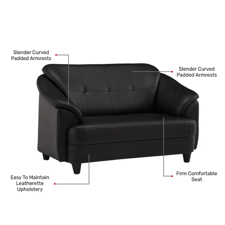 Fiona Leatherette | 2 Seater Sofa in Eerie Black