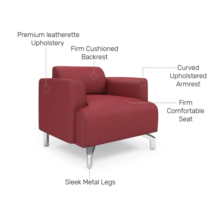 Windsor Leatherette |1 Seater Sofa in Burgundy