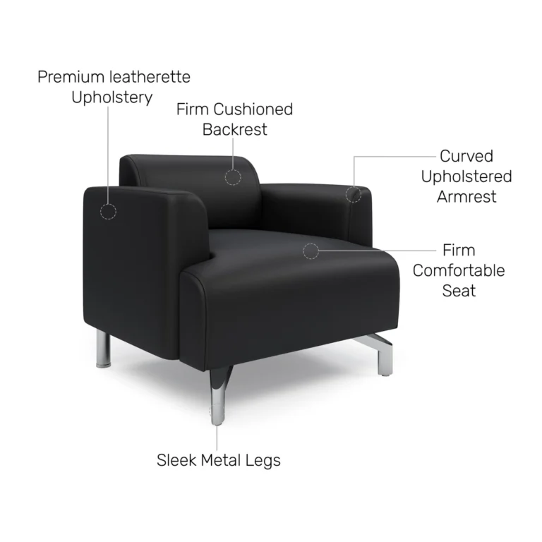 Windsor Leatherette | 1 Seater Sofa in Eerie Black